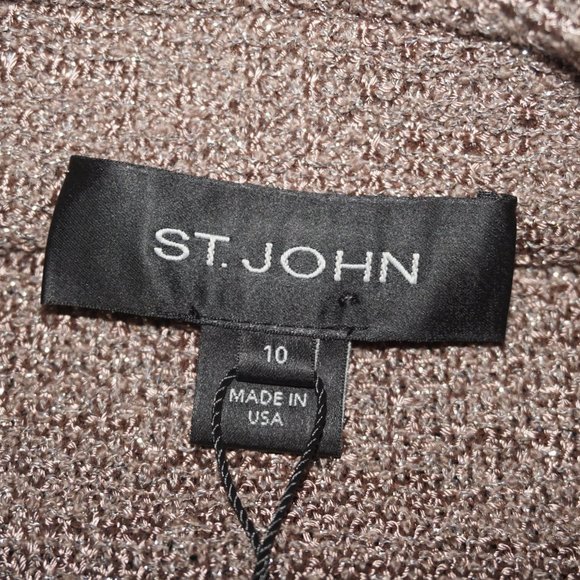 St John Knit Metallic Open Front Jacket 10 - Picture 4 of 9